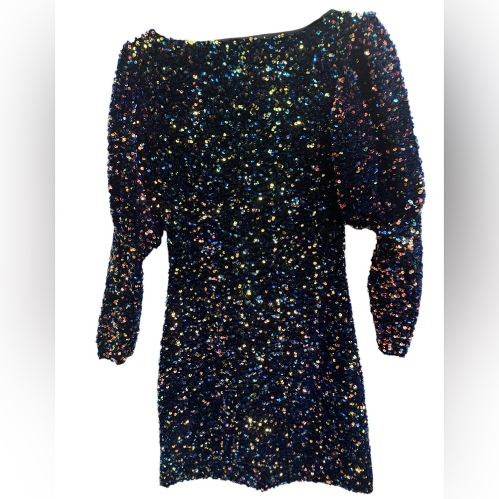 ZARA Sequined Party Bodycon Mini Dress Multicolor Glam Sexy Party Sparkly SZ SM - Picture 8 of 17
